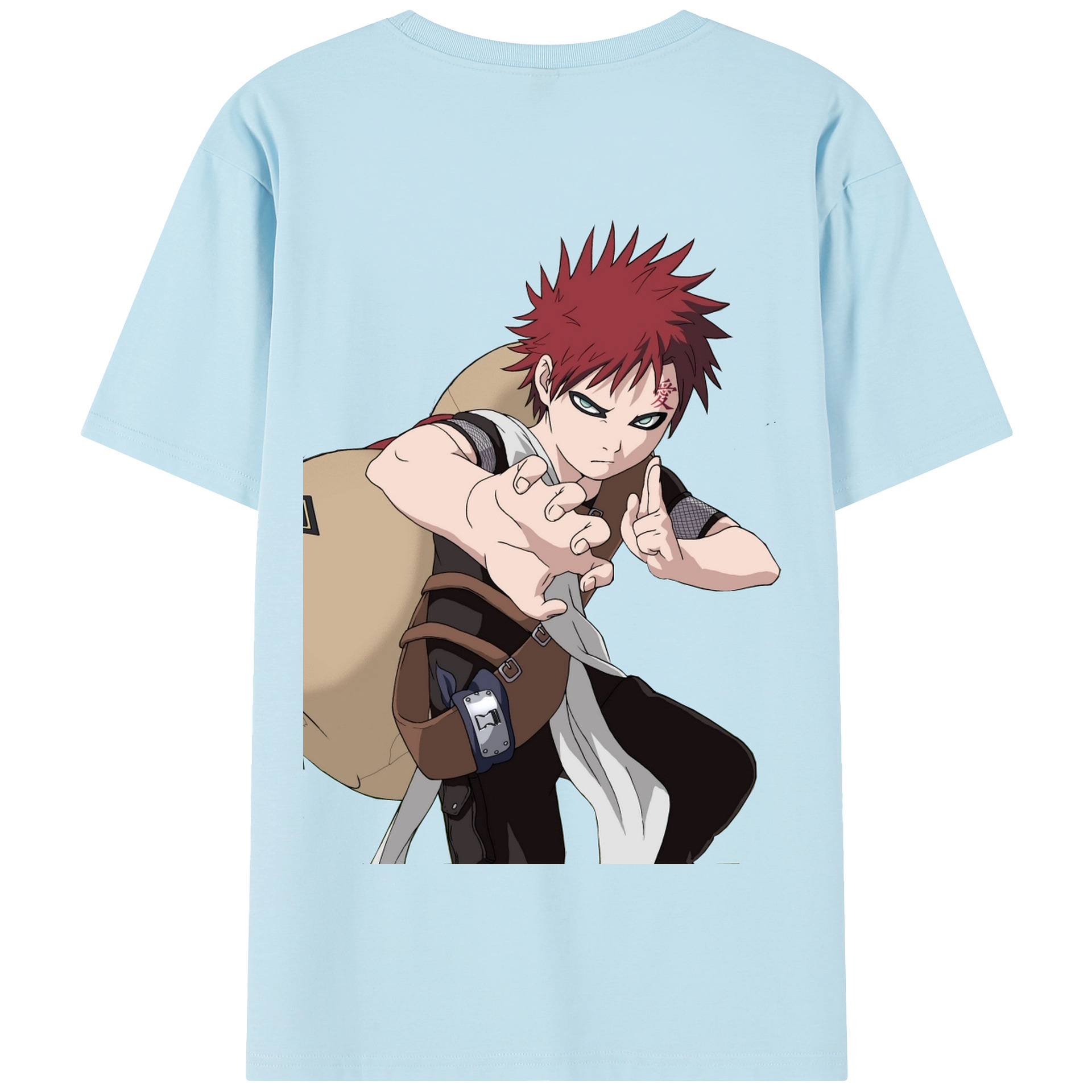 （画像用） NARUTO -ナルト- ガアラ Gaara 綿100％半袖Tシャツ（背面プリント）